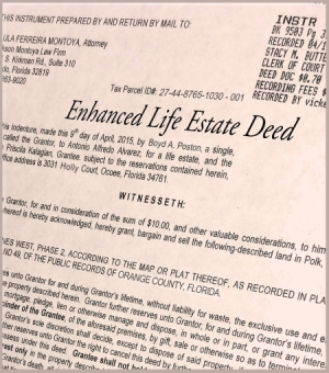 Example of an Enhanced Life Estate Deed in Florida